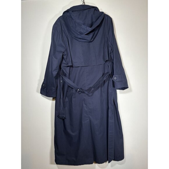 LONDON FOG Classic Trench Coat Old Money Quiet Luxury Navy Blue Raincoat Size 12 - Picture 4 of 9